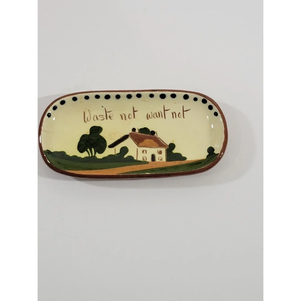 Watcombe Pottery Set Teapot Candle Holder Tray Motto Ware Torquay England
